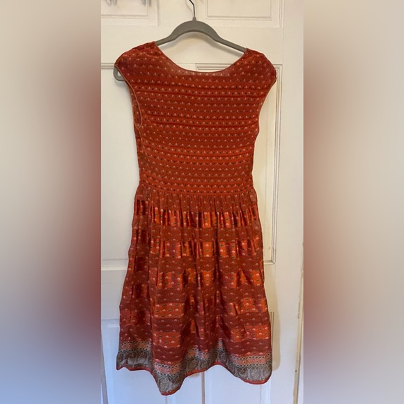 Orange Sleeveless Pattern Midi Dress - Max Studio - Size Large - Picture 2 of 8